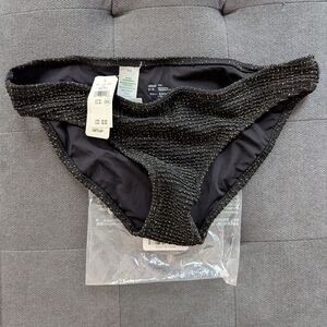 NWT - Aerie Black and Gold Textured Bikini Bottom